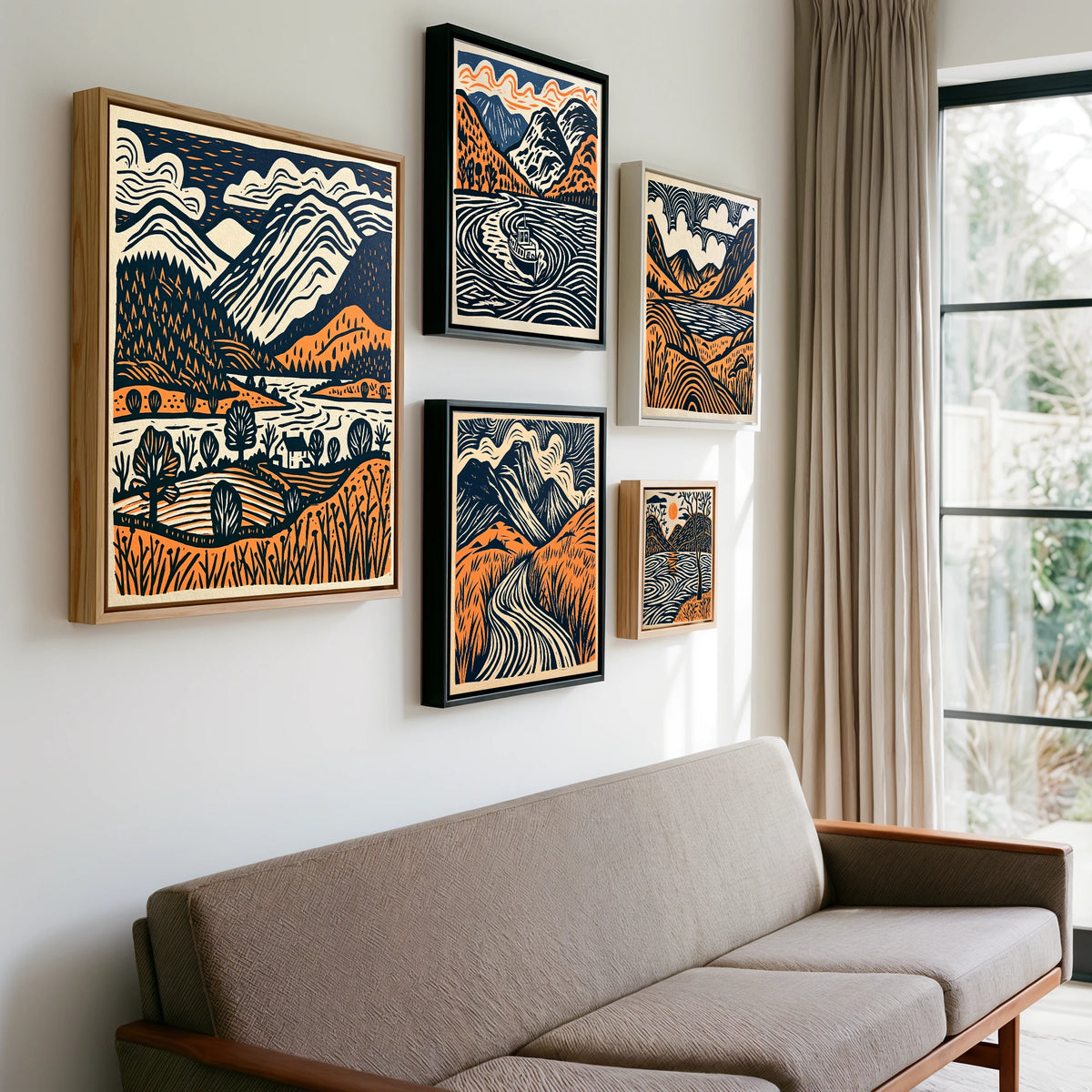 Gallery wall of art by Leon Baxter