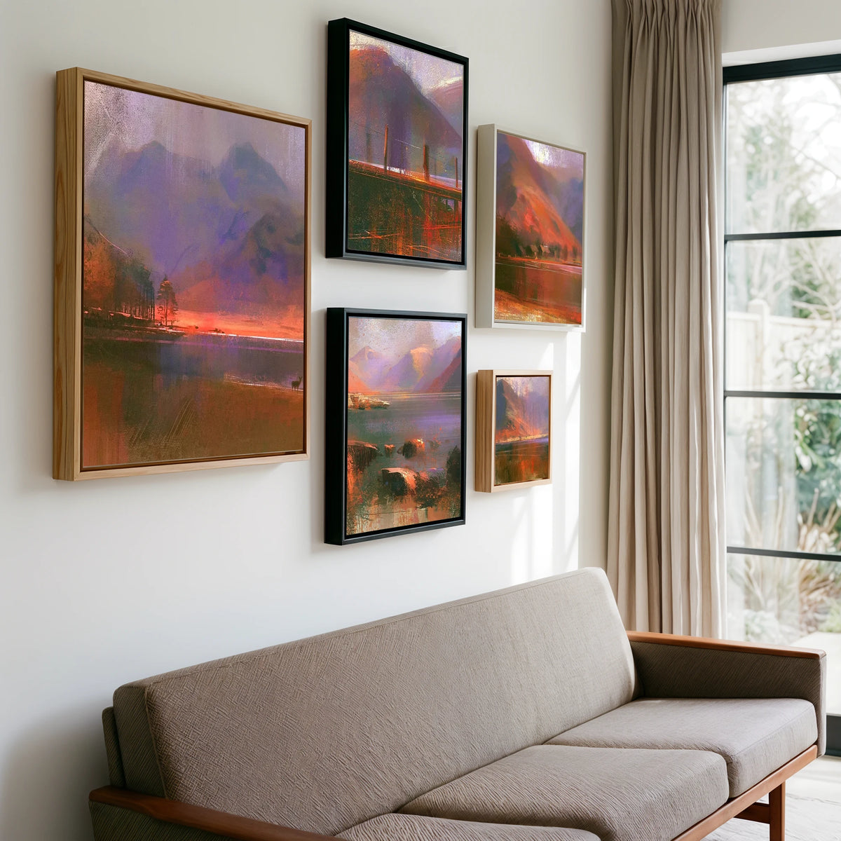 Gallery wall of art by Rupert Kingsley