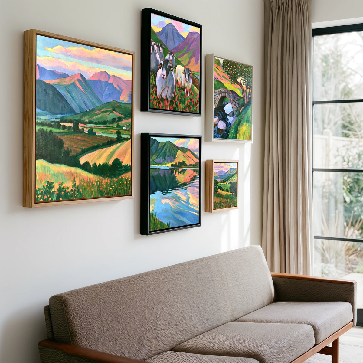 Gallery wall of art by Beatrice Linwood
