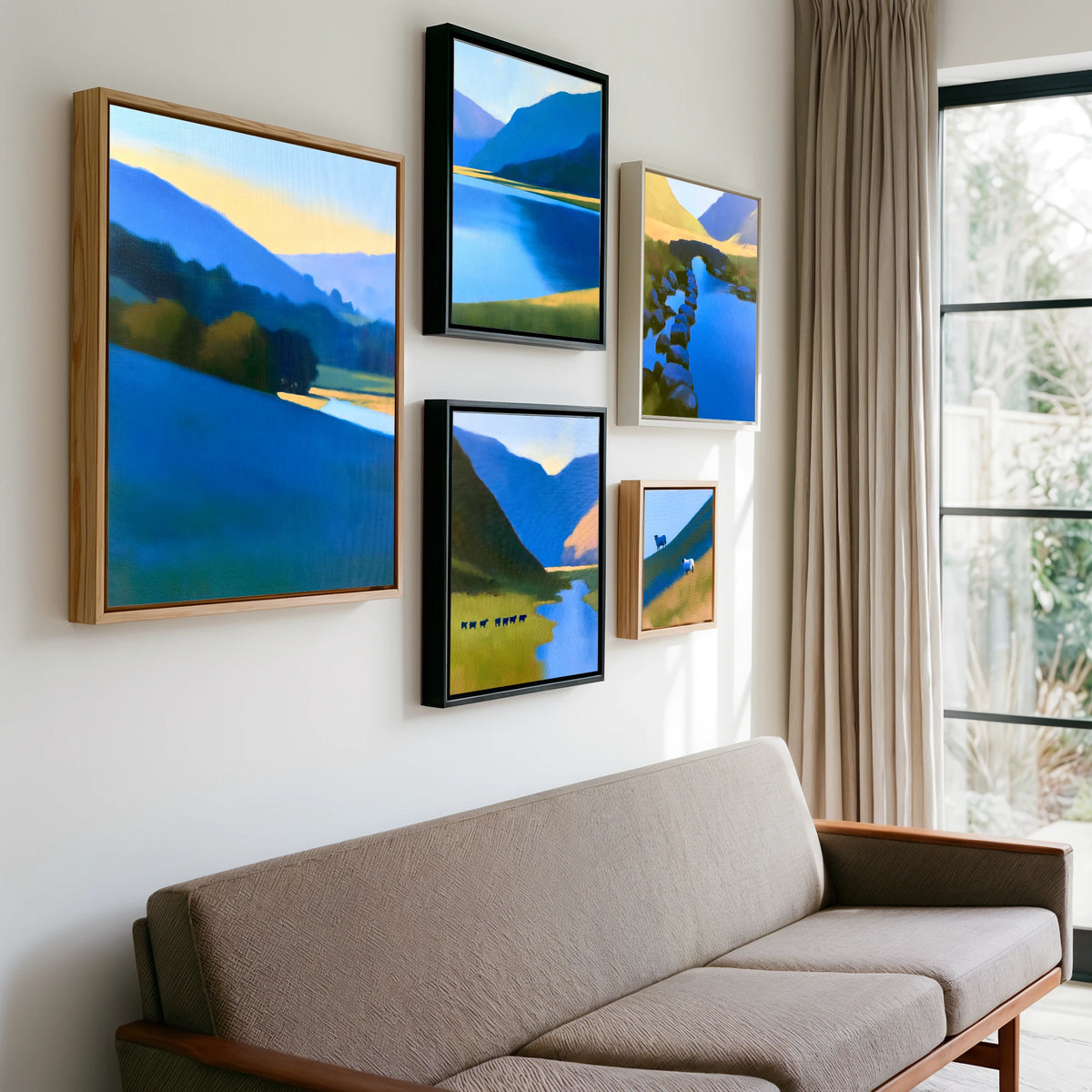 Gallery wall of art by Rowan Fletcher