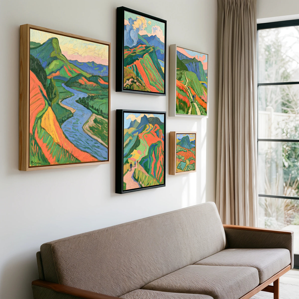 Gallery wall of art by Mirabel Carlyle