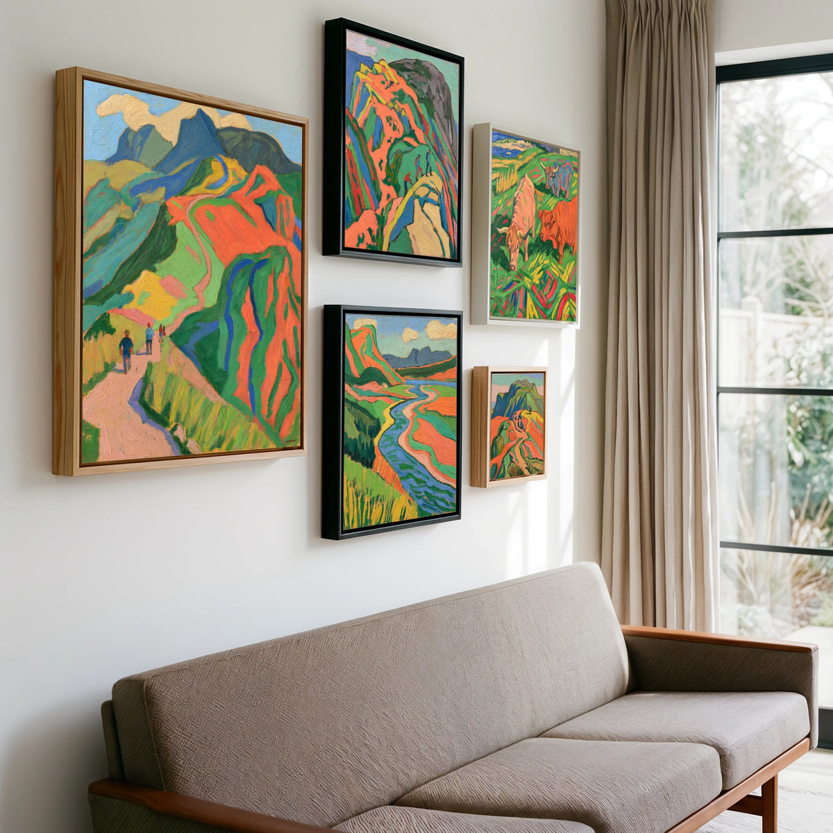 Gallery wall of art by Mirabel Carlyle