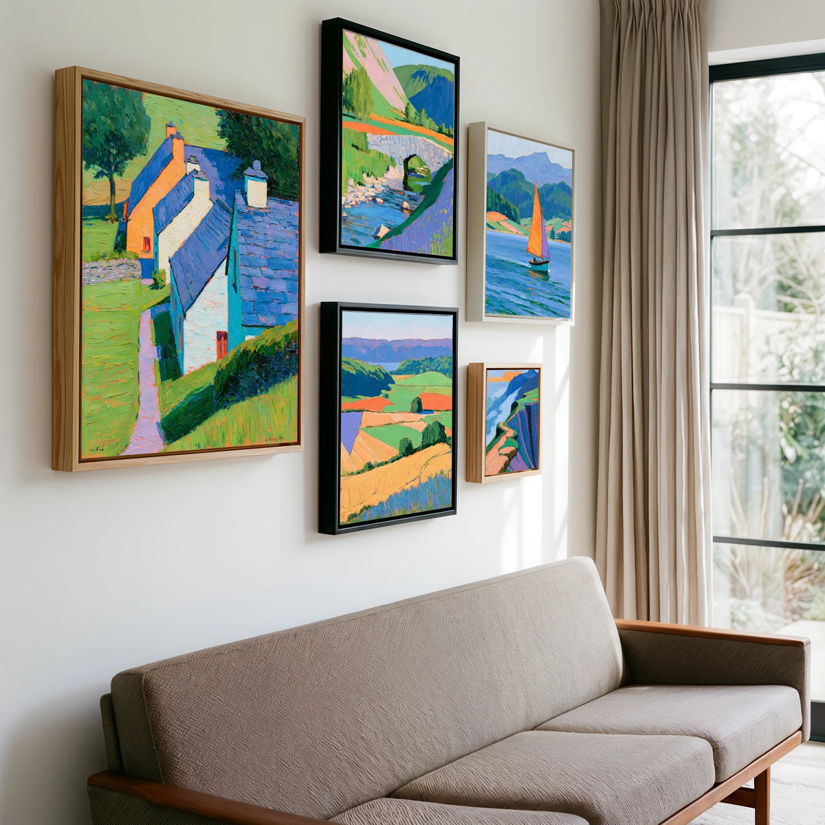Gallery wall of art by Marshall Davies