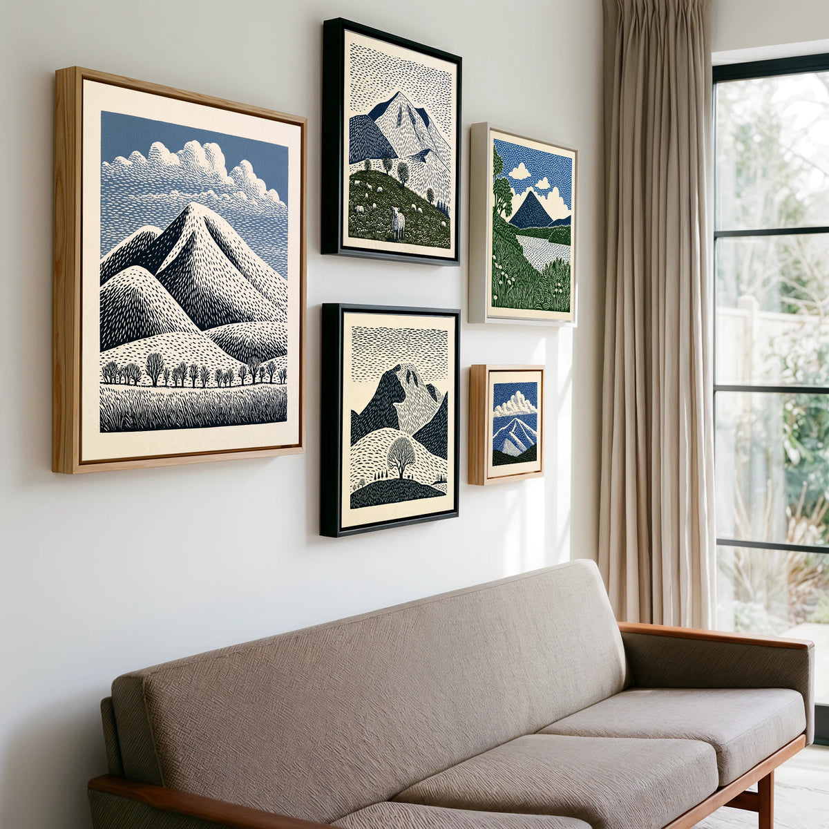 Gallery wall of art by Reuben Shaw