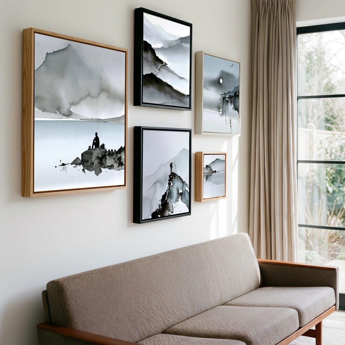Gallery wall of art by Adrian Frost