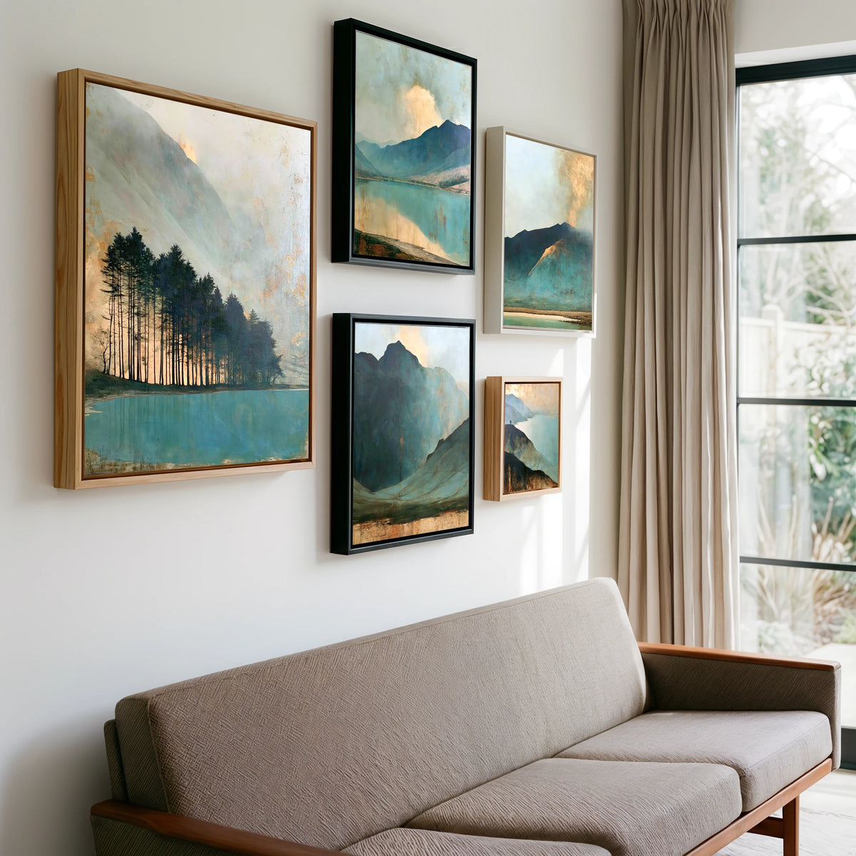 Gallery wall of art by Silas Thorne