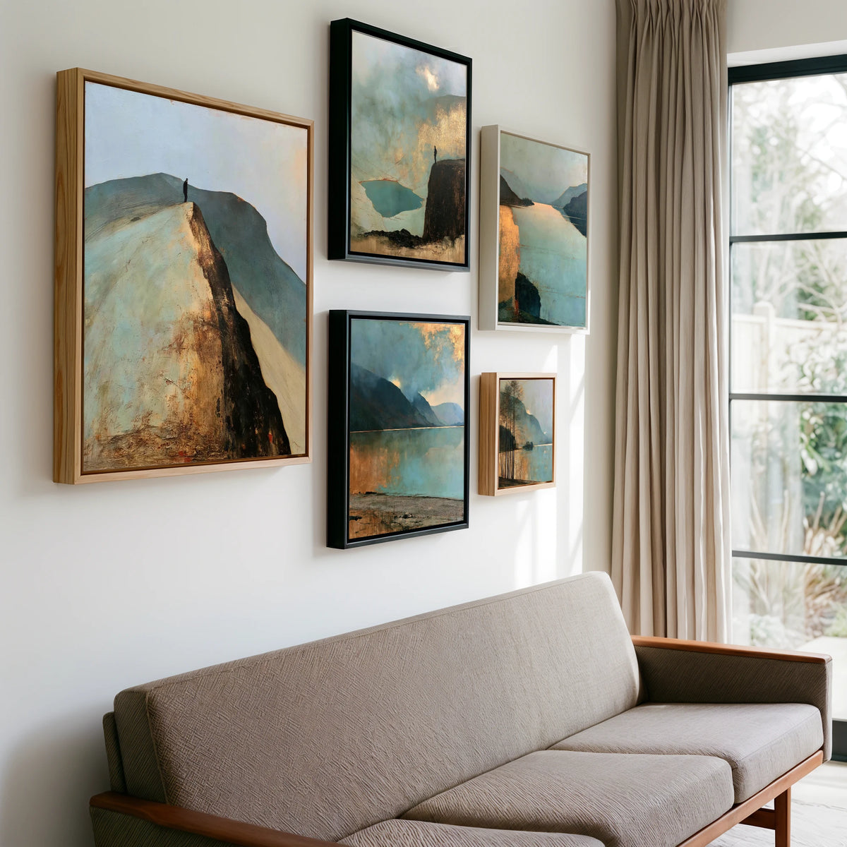 Gallery wall of art by Silas Thorne
