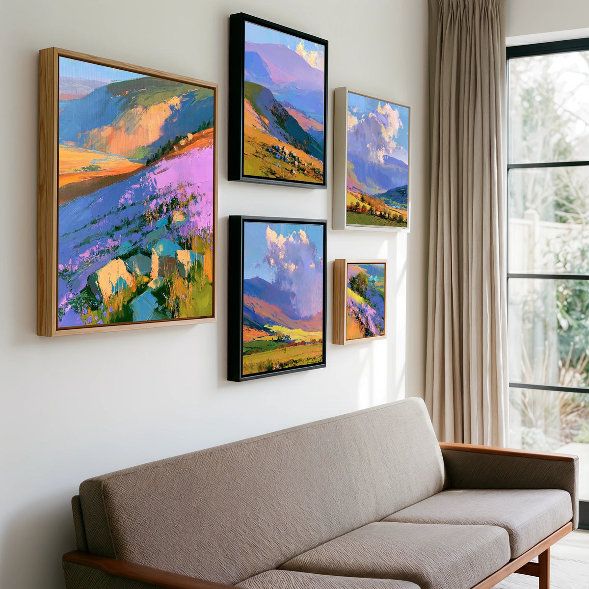 Gallery wall of art by Oscar Bellamy