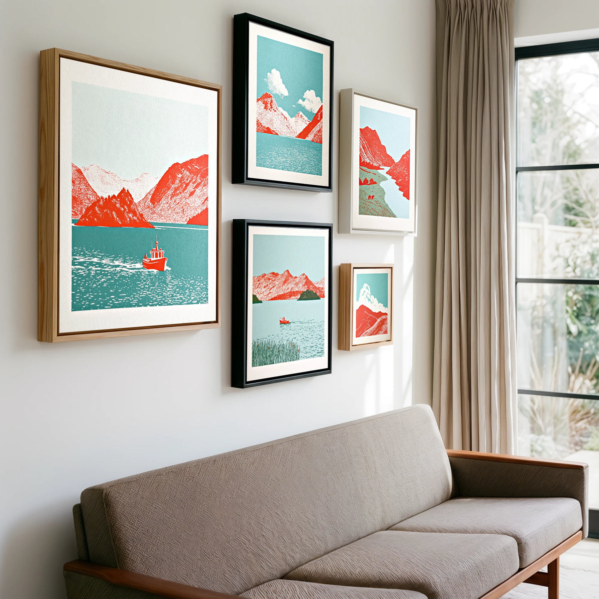 Gallery wall of art by Edward Loxley