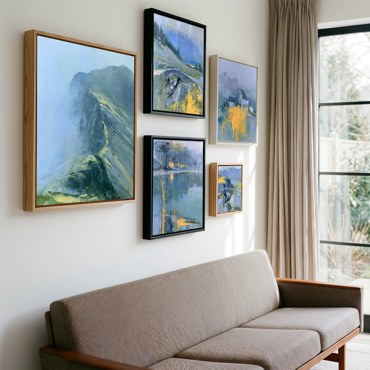 Gallery wall of art by Tobias Hawthorne