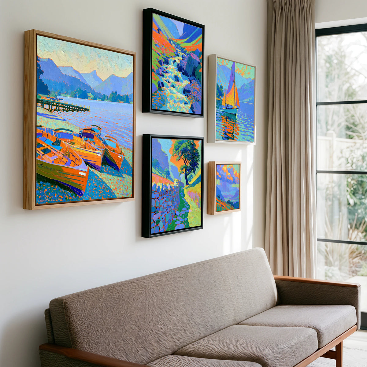 Gallery wall of art by Jonathan Crawford