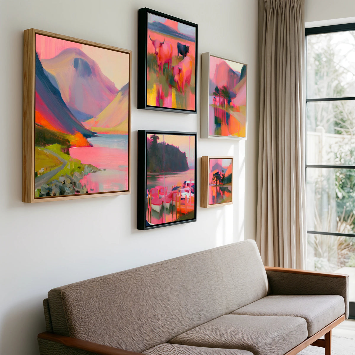 Gallery wall of art by Rosalind Pierce