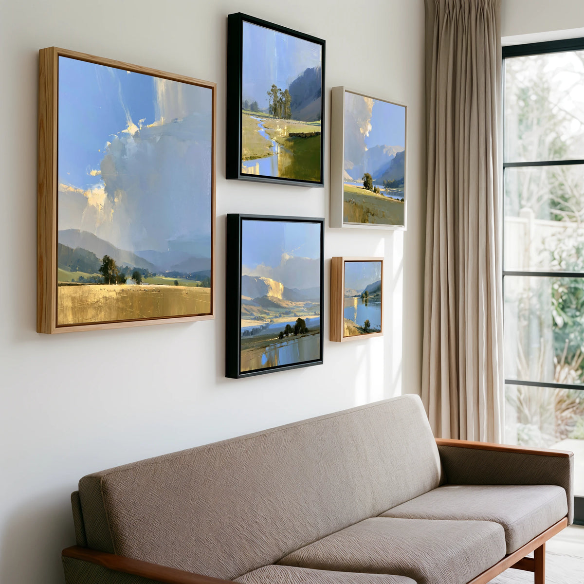 Gallery wall of art by Elias Thorne