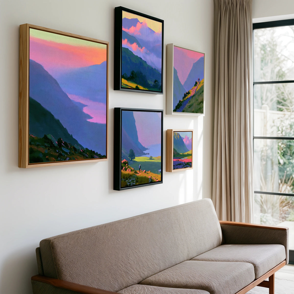 Gallery wall of art by Edmund Thatcher