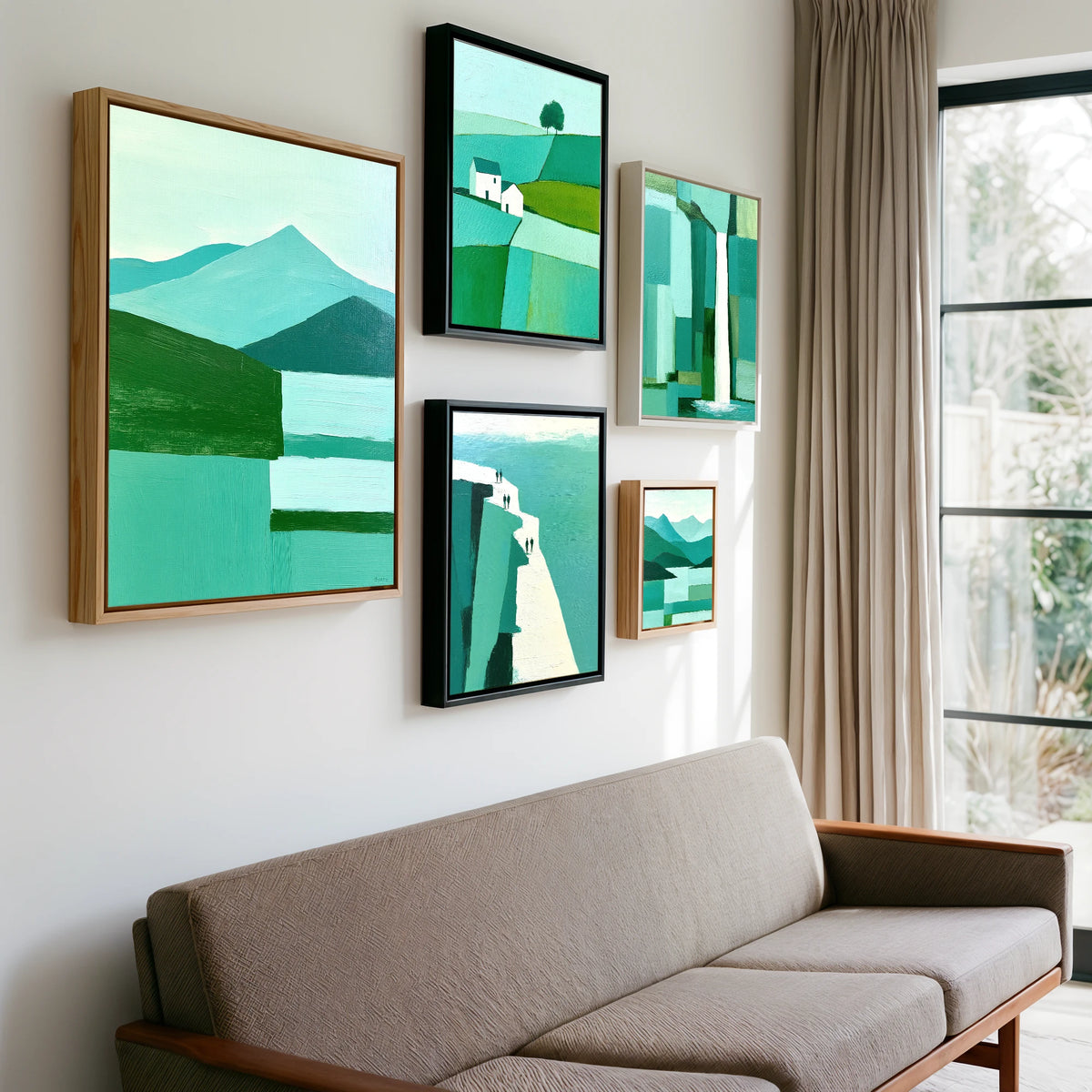 Gallery wall of art by Sebastian Finch