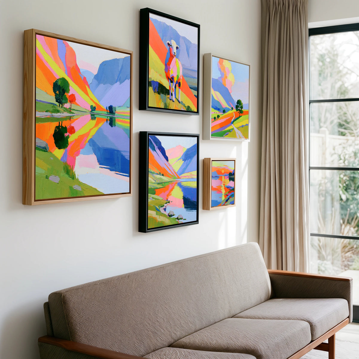 Gallery wall of art by Desmond Locke
