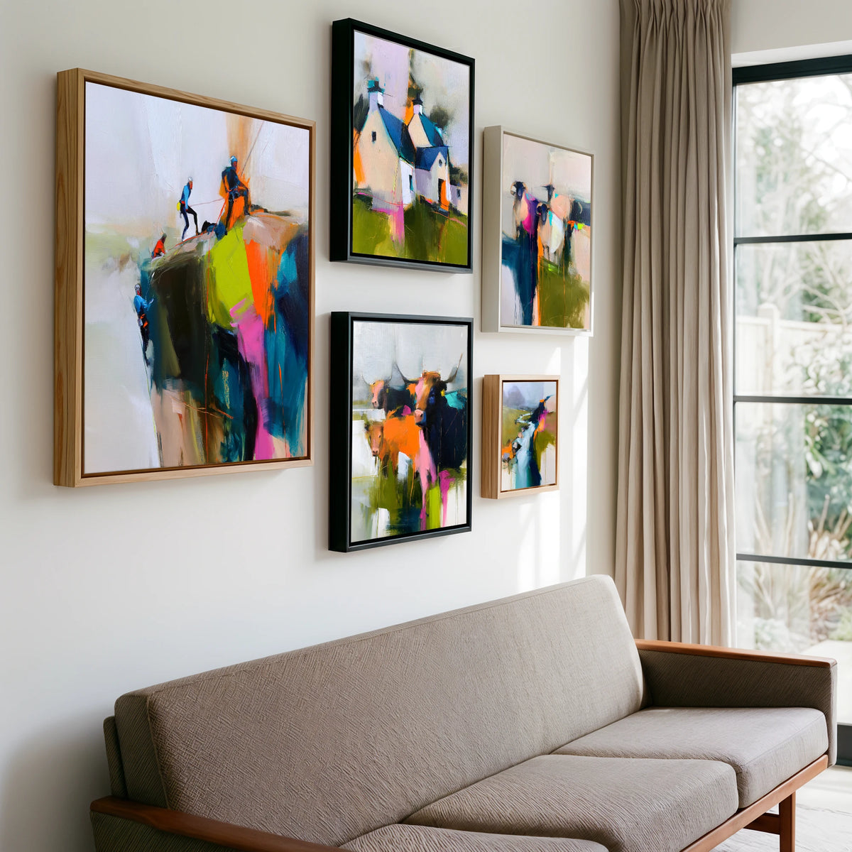 Gallery wall of art by Warren Yates