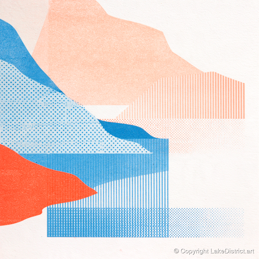 Abstract Crummock Water Fells - lake district lake art print and canvas by Elliot Reid A.I
