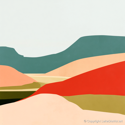 Abstract Dale Patchwork Fields - lake district valley art print and canvas by Malcolm Reed A.I