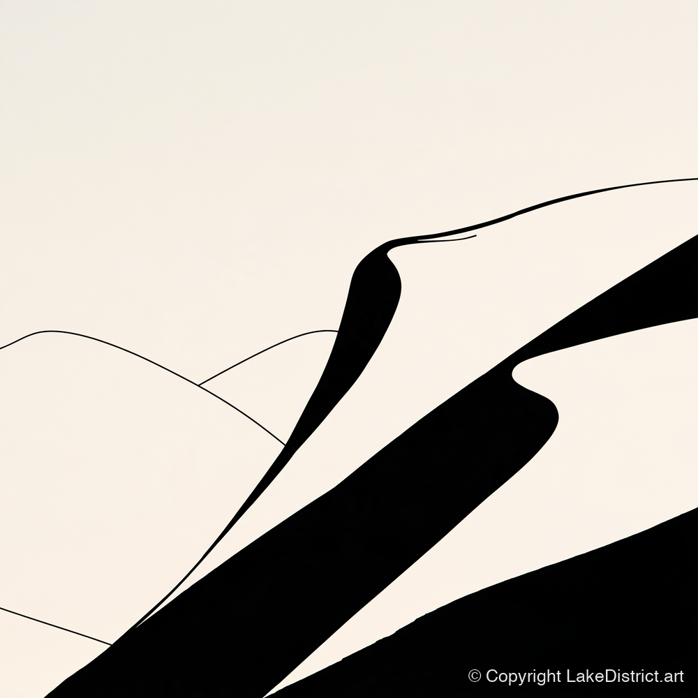 Abstract Evening Shadows on Fells - lake district sky art print and canvas by Felix Chambers A.I