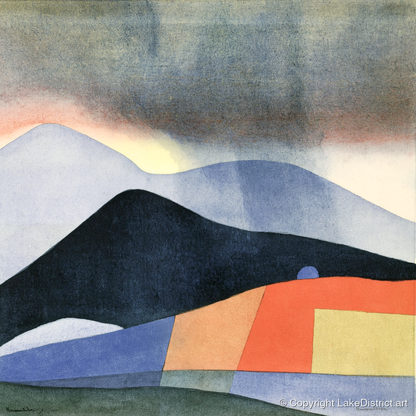 Abstract Fells Under Storm Clouds - lake district sky art print and canvas by Edwin Locke A.I