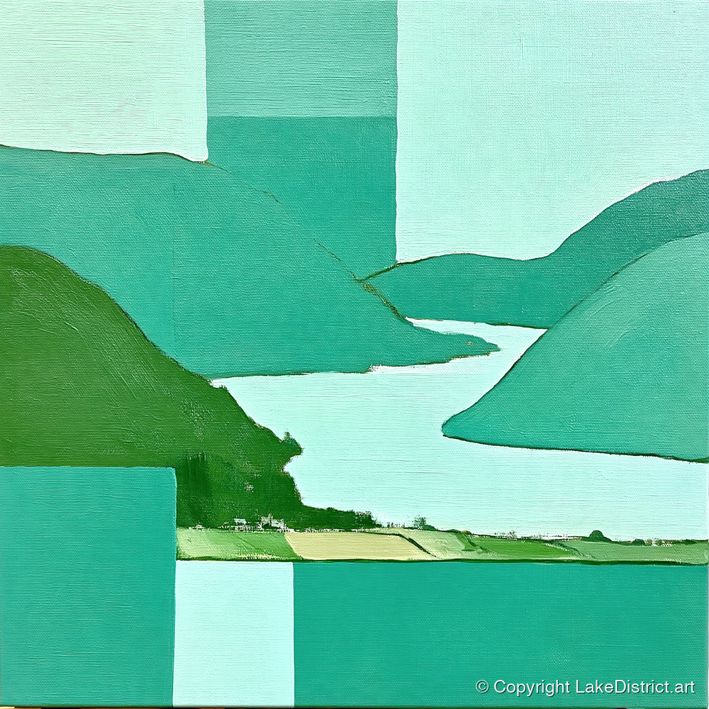 Abstract Glenridding and Ullswater - lake district village art print and canvas by Sebastian Finch A.I