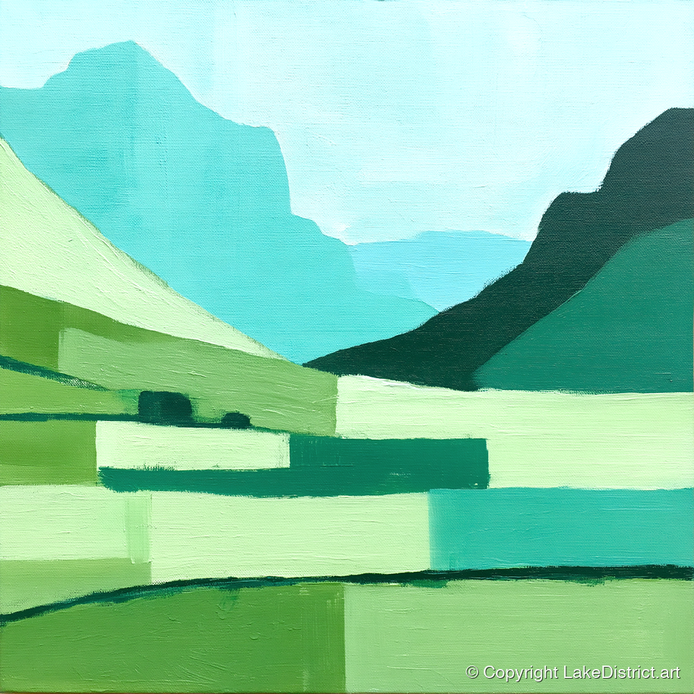 Abstract Great Langdale Valley - lake district valley art print and canvas by Sebastian Finch A.I