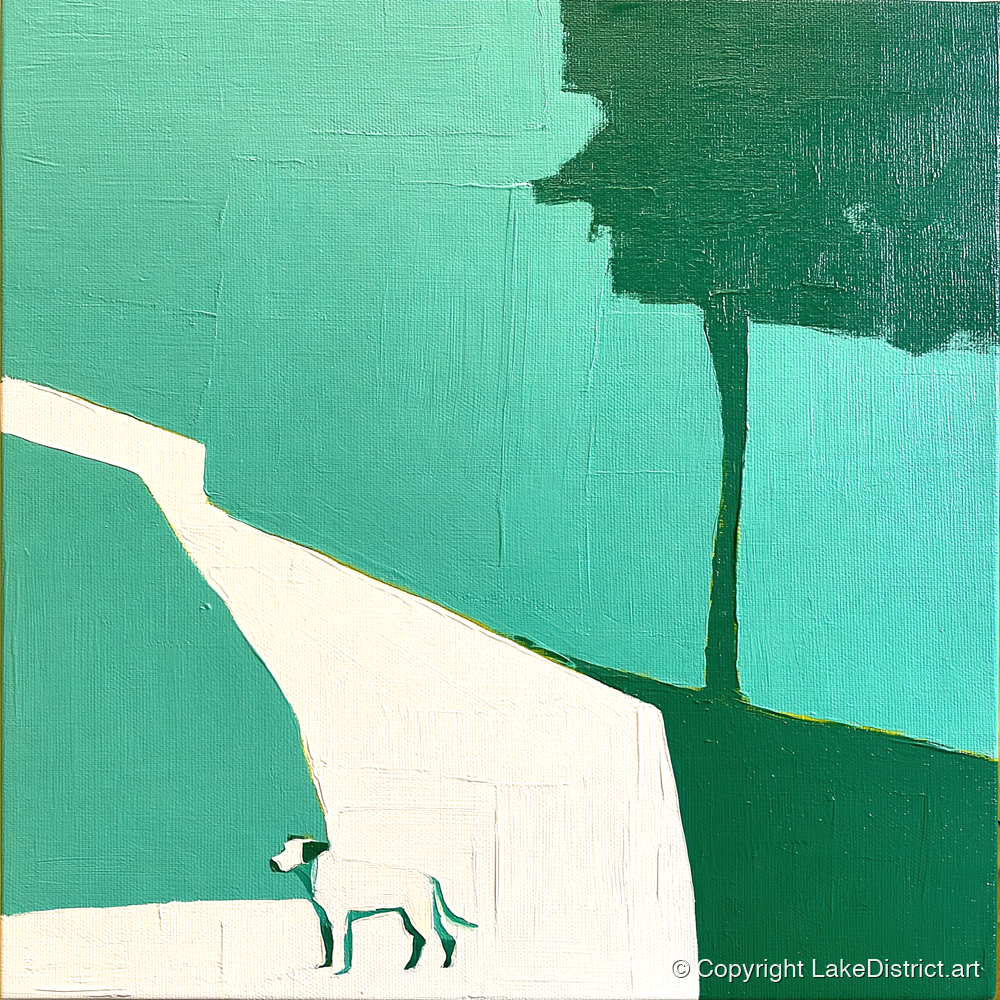 Abstract Hawkshead Dog Path - gifts for dog walkers art print and canvas by Sebastian Finch A.I