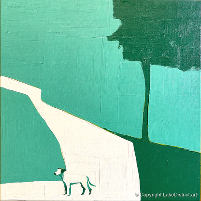 Abstract Hawkshead Dog Path - gifts for dog walkers art print and canvas by Sebastian Finch A.I