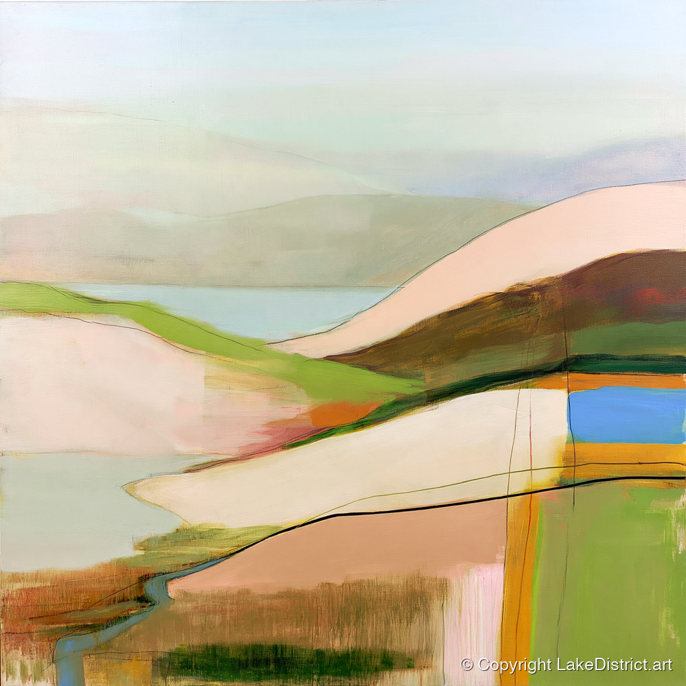Abstract Pastel Fells from the Summit - lake district fell art print and canvas by Eleanor Croft A.I