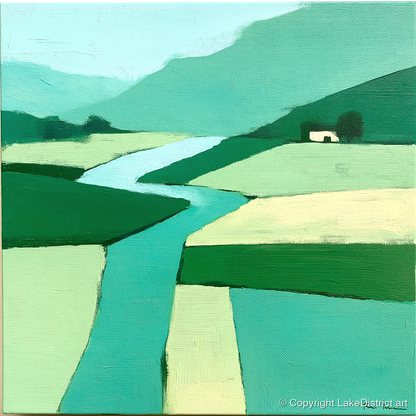 Abstract River Derwent Valley - lake district waterfall art print and canvas by Sebastian Finch A.I