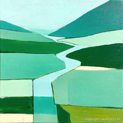 Abstract River Duddon Valley - lake district waterfall art print and canvas by Sebastian Finch A.I