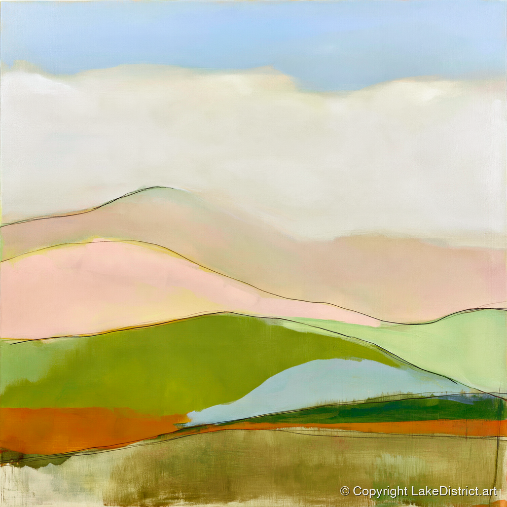 Abstract Rolling Fells Under Cloud - lake district fell art print and canvas by Eleanor Croft A.I