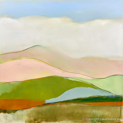 Abstract Rolling Fells Under Cloud - lake district fell art print and canvas by Eleanor Croft A.I