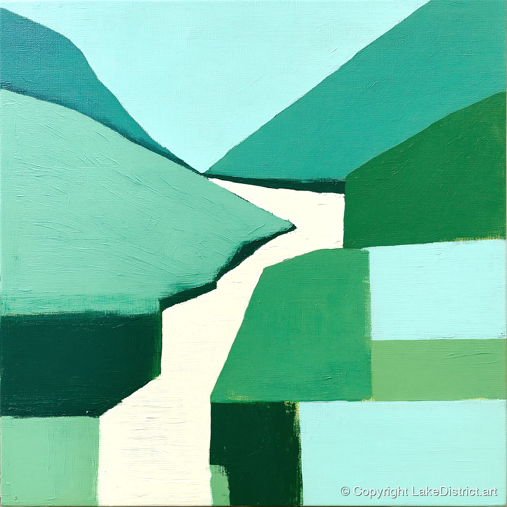 Abstract Sour Milk Gill Waterfall - lake district waterfall art print and canvas by Sebastian Finch A.I