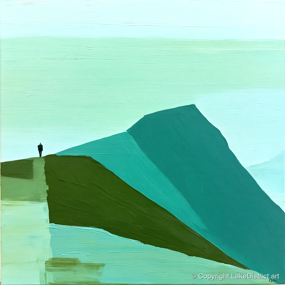 Abstract Striding Edge Fell Walker - lake district walking art print and canvas by Sebastian Finch A.I