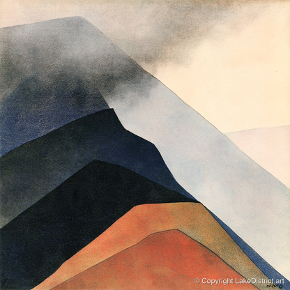 Abstract Terracotta Mountain Ridge - lake district fell art print and canvas by Edwin Locke A.I