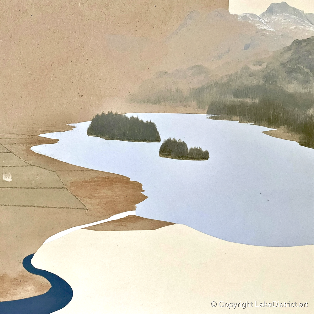 Aerial View over Elterwater - lake district lake art print and canvas by Phillip Marbury A.I