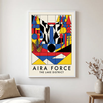 Aira Force travel poster in a white frame, hanging in a living2