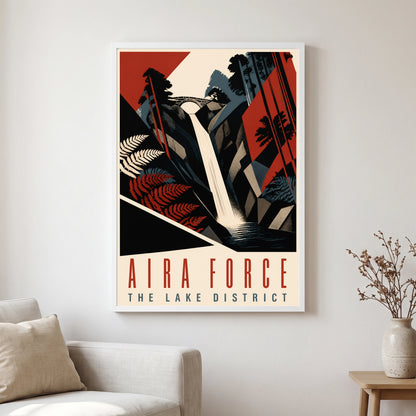 Aira Force travel poster in a white frame, hanging in a living2