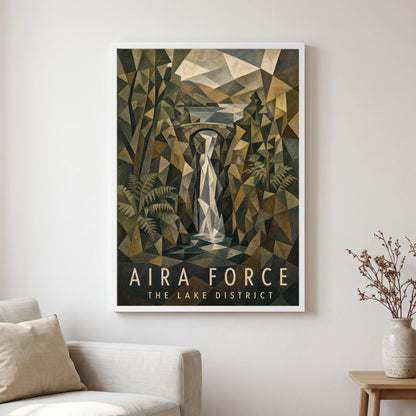 Aira Force travel poster in a white frame, hanging in a living2