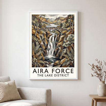 Aira Force travel poster in a white frame, hanging in a living2