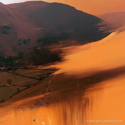 Amber Bracken Above Patterdale - lake district village art print and canvas by James Yarborough A.I