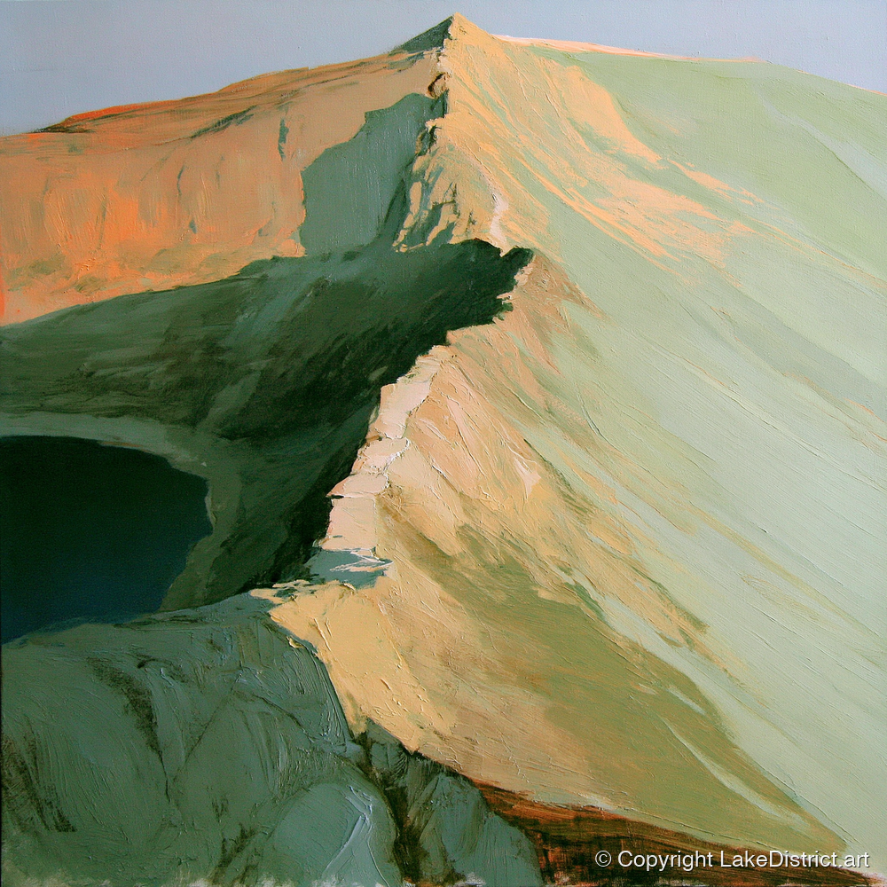 Apricot Light on Striding Edge - lake district walking art print and canvas by Emerson Grey A.I