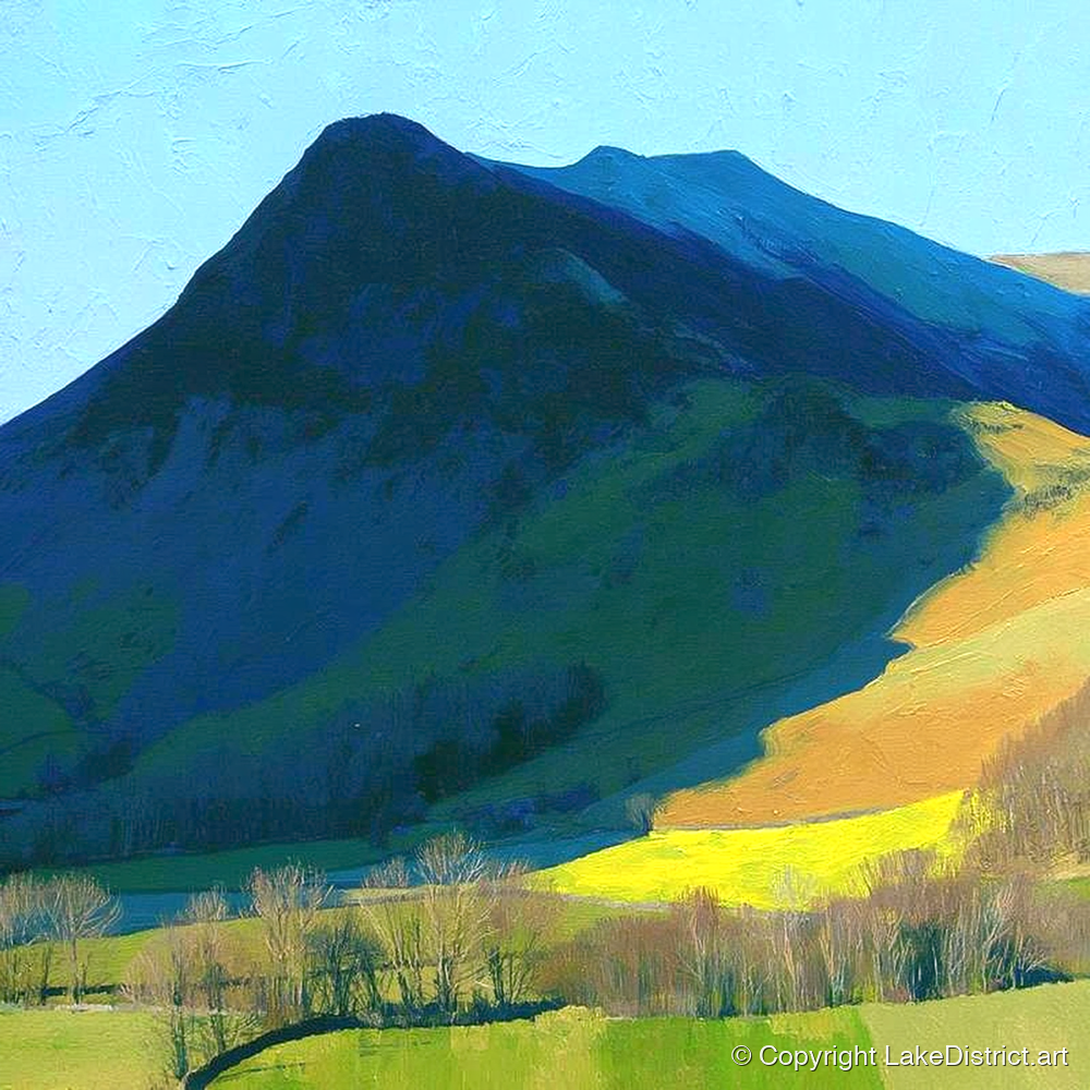 Ard Crags and Sunlit Valley - lake district fell art print and canvas by Daphne Morley A.I
