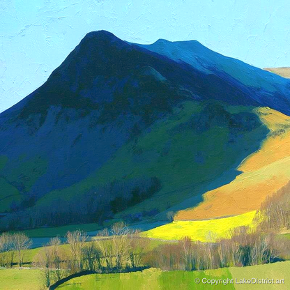 Ard Crags and Sunlit Valley - lake district fell art print and canvas by Daphne Morley A.I