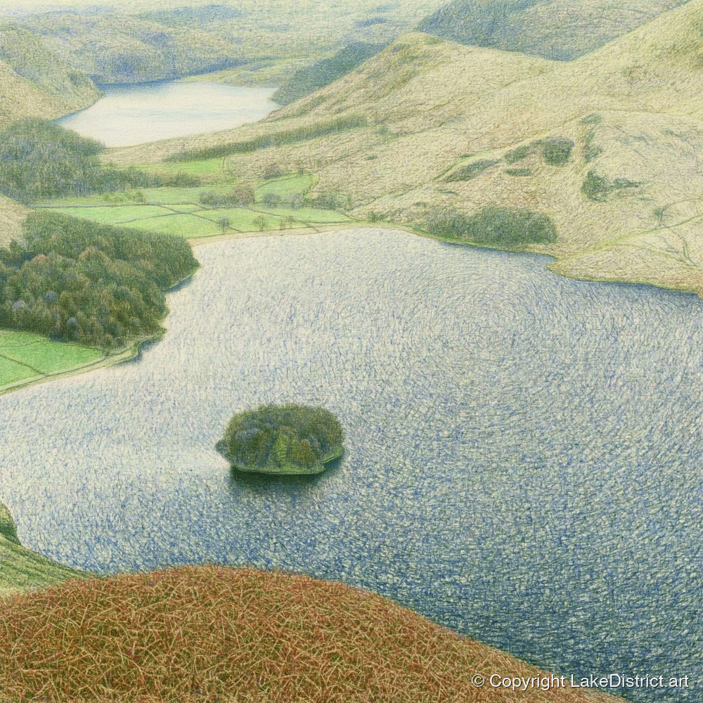 Autumn Bracken Above Grasmere - lake district lake art print and canvas by Arthur Sterling A.I