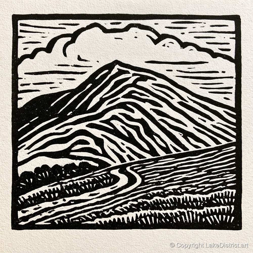 Black and White Blencathra Fell - lake district fell art print and canvas by Isaac Denton A.I