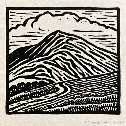 Black and White Blencathra Fell - lake district fell art print and canvas by Isaac Denton A.I