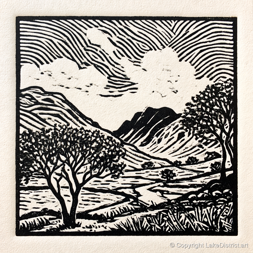 Black and White Eskdale Valley - lake district valley art print and canvas by Isaac Denton A.I